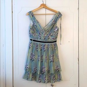 Self Portrait Floral Print Chiffon Mini Dress